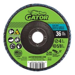 Gator 4 in. D X 5/8 in. Zirconia Aluminum Oxide Flap Disc 36 Grit 1 pk