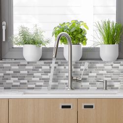 Smart Tiles 9.36 in. W X 9.73 in. L Gray/White Mosaic Vinyl Adhesive Wall Tile 4 pc