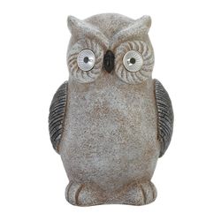 Summerfield Terrace Gray Polyresin 12 in. H X 8.5 in. L X 8.25 in. W Owl Solar Statue