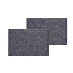 Superio Brand 24 in. W X 35 in. L Gray Chevron Coir/Rubber Door Mat