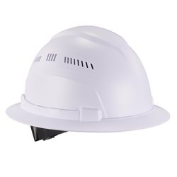 Ergodyne Skullerz 6-Point Ratchet Full Brim Hard Hat White Vented