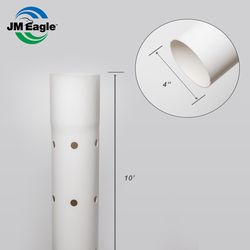 JM Eagle 2729 PVC Perforated Sewer and Drain Pipe 4 in. D X 10 ft. L Bell 0 psi