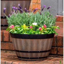 Southern Patio 9.1 in. H X 15.4 in. W X 15.4 in. D Resin Pinot Barrel Oak