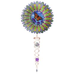 Spinfinity Designs Multi-color Stainless Steel 6.5 in. Animated Butterfly Mini Set Outdoor Spinner