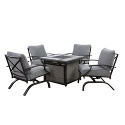 Living Accents Canzo 5 pc Black Steel Fire Pit Set Gray