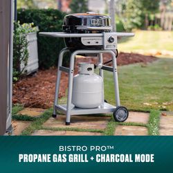 Charbroil Bistro Pro 1 Burner Charcoal/Liquid Propane Grill Black/Silver