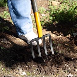 True Temper 4 Tine Steel Spading Fork 30 in. Wood Handle