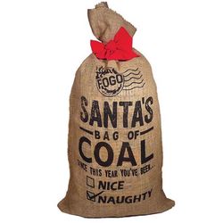 FOGO Burlap Brown Santa's Bag of Coal Gift Bag