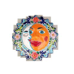 Avera Products Talavera Multi-color Ceramic 14 in. H X 14 in. W Sun and Moon Wall Hanging