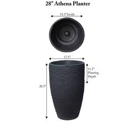 Algreen Athena 29 in. H X 17.5 in. D Polyethylene Double wall Planter Black