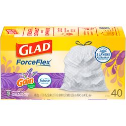 Glad ForceFlex 13 gal Lavender Tall Kitchen Bags Drawstring 40 pk
