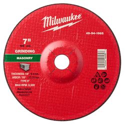 Milwaukee 7 in. D X 7/8 in. X 1/4 in. thick Masonry Grinding Wheel 1 pk