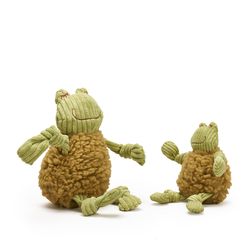 HuggleHounds FlufferKnottie For Dog Brown/Green Fleece Fiona Frog Dog Toy Small 1