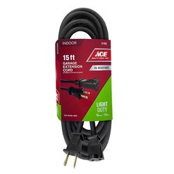 Ace Indoor 15 ft. L Black Extension Cord 16/2 SJO