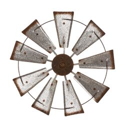 Glitzhome 22.05 in. H X 22.05 in. L Brown/Silver Iron Wind Spinner Wall Decor