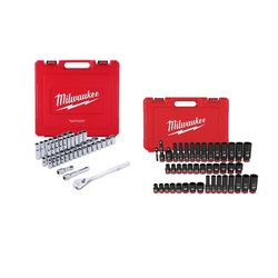 Milwaukee 90PC 1/2 in and 3/8 in Metric & SAE Sockets and Impact Sockets Set