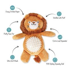 Pet Shop by Fringe Studio For Dog Multicolored Plush Cant Be Tamed Dog Toy