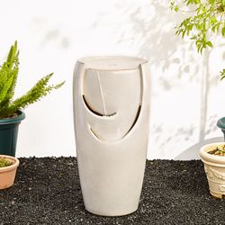 Glitzhome Ceramic Sand Beige 28.25 in. H Pot Fountain
