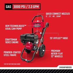Craftsman CMXGWFN061326 3000 psi Gas 2.3 gpm Pressure Washer