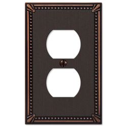 Amerelle Imperial Bead Aged Bronze 1 gang Die-Cast Metal Duplex Wall Plate 1 pk
