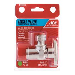 Ace 3/8 in. Sweat X 1/2 in. Compression Brass Angle Stop Valve