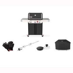 Weber Genesis E-325 LP Grill Bundle: Grill, Grill Cover, Rotisserie, Gloves, Burger Press