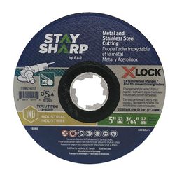 Stay Sharp 5 in. D X 7/8 in. X 3/64 in. thick X-Lock Quick Change Grinding Wheel 1 pc