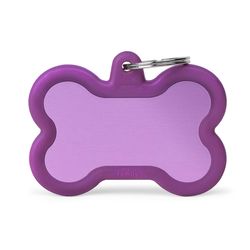 MyFamily Hushtag Purple Bone Aluminum Dog Pet Tags X-Large