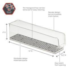 Spectrum Hexa 4 in. H X 3.5 in. W X 15 in. D Plastic Fridge Bins Storage