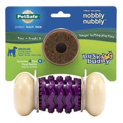 PetSafe Busy Buddy For Dog Purple/White Nylon/Rubber Nobbly Nubbly Treat Holding Toy Medium 1 pc