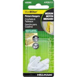 HILLMAN WallBiter White Medium Picture Hanger 45 lb 1 pk