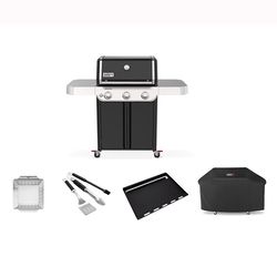 Weber Genesis E-315 LP Grill Bundle: Grill, Cover, Griddle, Tool Set, Basket
