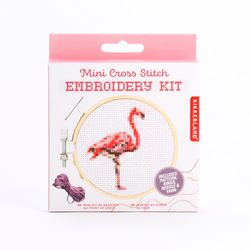 Kikkerland Flamingo Embroidery Kit Cotton/Polyerster Fabric 1 pk