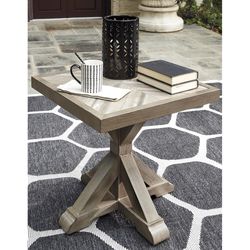 Signature Design by Ashley Beachcroft Beige Square Stone Casual End Table