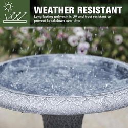Austram Abaco White Plastic 20 in. Bird Bath with Stand