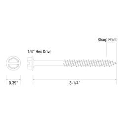Grip-Rite 3/16 in. wire X 3-1/4 in. L Hex Drive Hex Washer Head Coarse Concrete Screws