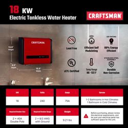 Craftsman 18000 W Tankless Electric Tankless Water Heater