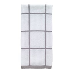 T-Fal Gray Cotton Checked Parquet Kitchen Towel 1 pk
