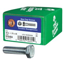 HILLMAN M12-1.75 mm D X 45 mm L Heat Treated Zinc Steel Hex Head Cap Screw 1 pk