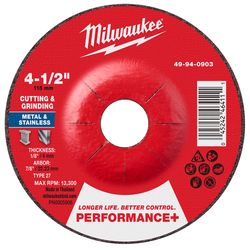 Milwaukee 4-1/2 in. D X 7/8 in. X 1/8 in. thick Metal Cutting/Grinding Disc 1 pc