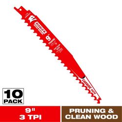 Diablo Demo Demon 9 in. Carbide Tipped Pruning & Clean Wood Reciprocating Saw Blade 3 TPI 10 pk