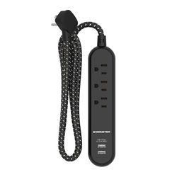 Monster Just Power It Up 4 ft. L 3 outlets Power Strip with USB Ports Black