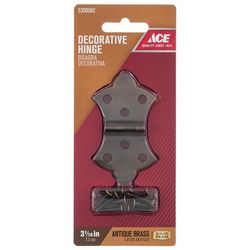 Ace 1-11/16 in. W X 3-1/16 in. L Antique Brass Brass Decorative Hinge 2 pk