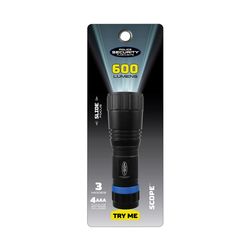Police Security Scope 750 lm Black LED Flashlight AAA Battery