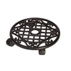 Panacea 16 in. D Aluminum Plant Caddy Black