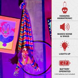 Haunted Hill Farm 3.9 ft. Hanging Upside Down Clown Animatronic