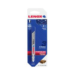 LENOX 4 in. Bi-Metal T-Shank Nail-Embedded Wood Jig Saw Blade 6 TPI 3 pc