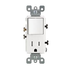 Leviton Decora 15 amps 125 V White Combination Switch/Outlet 5-15R 1 pk