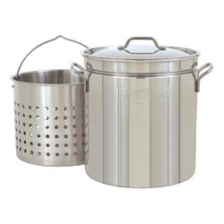 Bayou Classic Stainless Steel Grill Stockpot with Basket 36 qt 16.63 in. L X 14.38 in. W 1 pk
