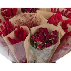 Dutch Flower House Mono Red Mix Bouquet Dried Flowers